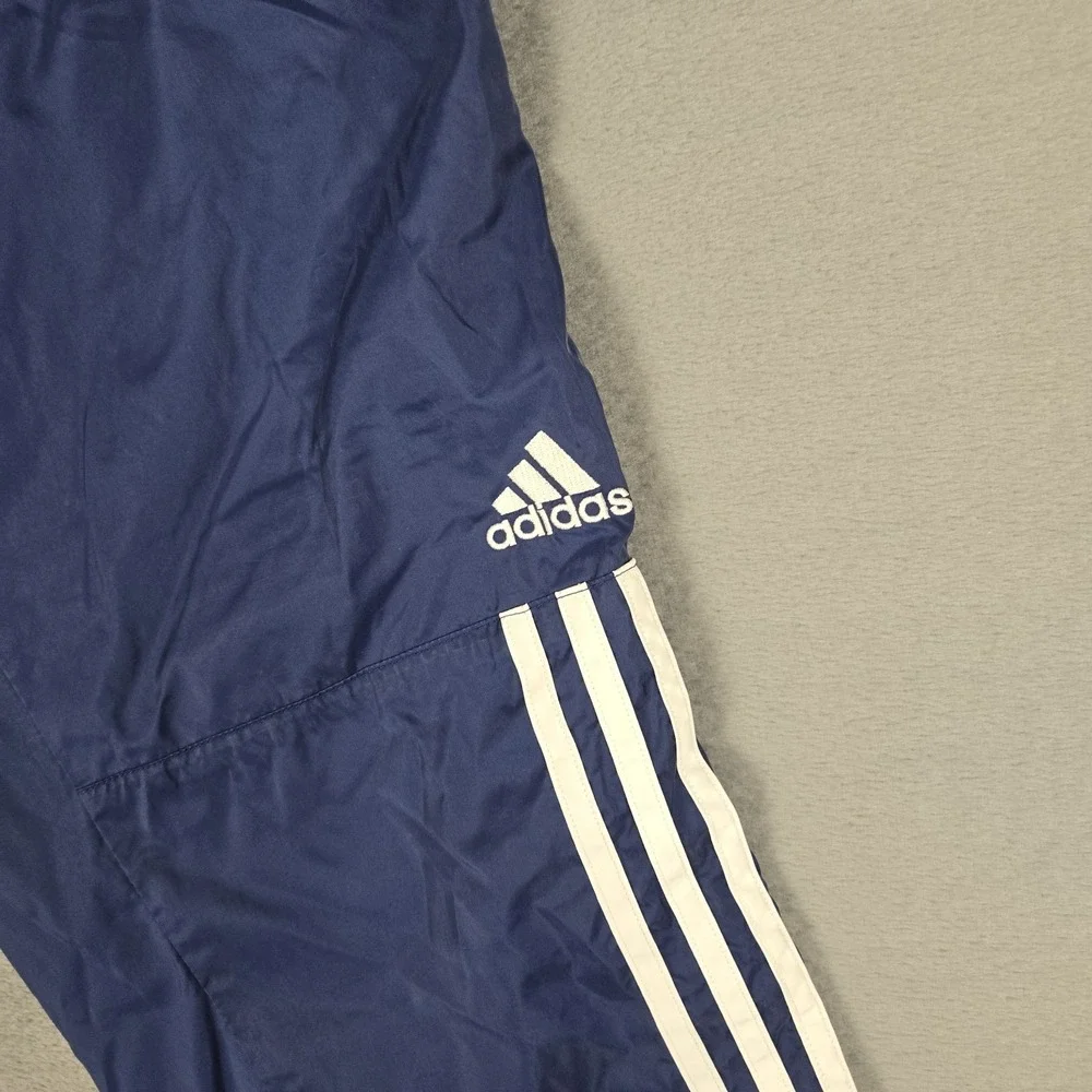 Adidas Tear Away Track Pants Mens Medium Navy Blue Snap Button Lined‎ Logo
